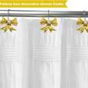 Gold Bow Shower Curtain Hooks Rings Bow Knot Decorative Shower Curtain Hooks Cute Resin Hanger for Bathroom Metal Sparkle Art Decor 12 PCS