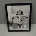 Biufo Bathroom Wall Decor, Monkey on Toilet Framed Wall Art, Animal Canvas Print Poster, Restroom Bathroom Decoration (8"x10") (Grey J)