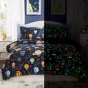 Twin Kids Comforter Set - 5 Pieces Twin Bedding Sets for Boys Girls Teen, Glow in The Dark Space Bed in A Bag with Sheets