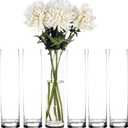 Craft and Party Cylinder Glass Vase, 6 Pack 24" Clear Cylinder Vases, Cylinder vase for Wedding Centerpiece, 4" Diameter Opening.