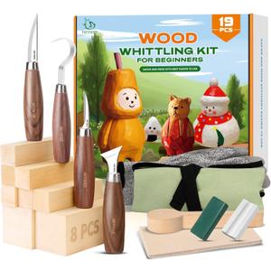 IMYMEE Wood Whittling Kit for Beginners-Complete Whittling Set with 4pcs Wood Carving Knives & 8pcs Basswood Wood Blocks-Perfect Wood Carving Kit Set-Includes Wood Carving Tools for Adults and Kids