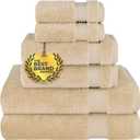 Cotton Paradise 100% Cotton Turkish Towel Set, Soft Absorbent Quick Dry, 6 Piece Towel Set, Beige