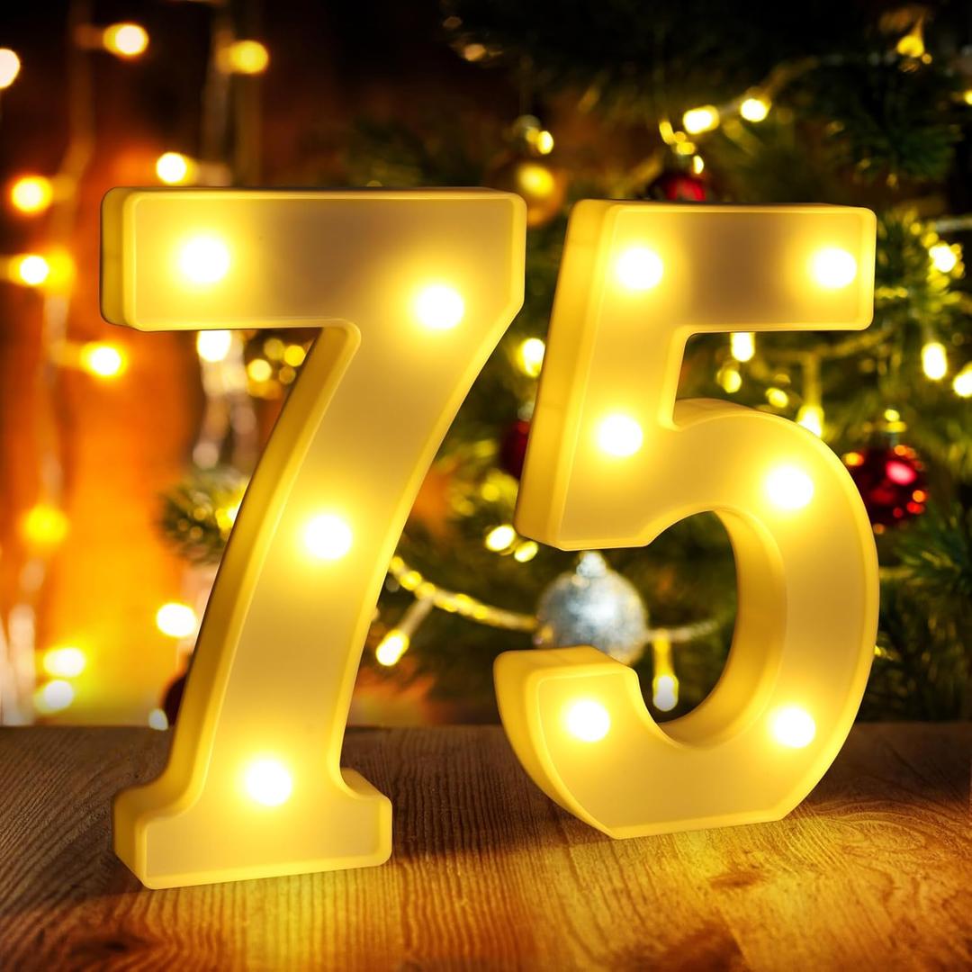 75th Birthday Decorations for Women Men,75 Birthday Decorations for Centerpieces Table,75 Light Up Numbers Sign Led for Party Backdrop Wall Decor for Wedding Anniversary Home