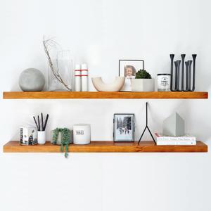 Homeforia Oak Floating Shelf 48 Inch, Premium Solid Wood Shelves 48 Inches Long, Heavy Duty Bracket, 48 X 6.5 X 1.75 Inch, Set of 2