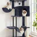 Gitelsnour Cat Tree, Cat Tower for Indoor Cats, 43.3 inch Cat Tree Tower with Sturdy Steel Tube, Hammock, Cat Condo for Small Cats and Kittens, Scratching Post, Smoky Gray GCT004SG