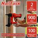 20V Brushless Cordless Concrete Nailer, 16-40mm, No Battery | 100J, Adjustable Depth, Press-to-Fire Safety, Compatible with Makita Battery, Safety Glasses Bag, 5 Nozzles for Steel Brick