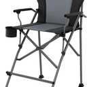 EVER ADVANCED Tall Camping Directors Chair with Cup Holder 31", Bar Height Folding Chair for Camping, Sports with Carry Bag, Mesh Pockets and Footrest, Heavy Duty 300 lbs, Black