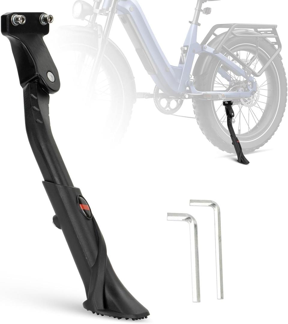 Bike Kickstand 24"-29", PSLER Adjustable Non-Slip Electric Bike Kickstand Kick Stand for Ebike Mountain Bike Adult Bikes with 2 Holes(40mm)