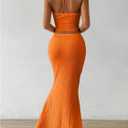 SOLY HUX Women's Two Piece Outfits Twist Front Halter Cami Tops and Skirt Summer Set Solid Orange Small