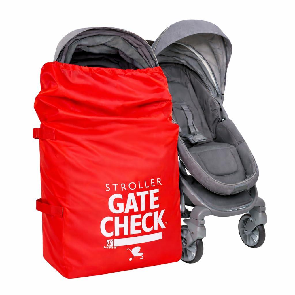 J.L. Childress Gate Check Bag for Single & Some Double Strollers  Travel Bag for Airplane, Fits Most Standard Baby Strollers, Airport Accessories for Gate Check, Flying Essentials  Red