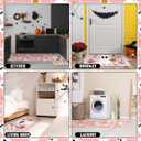 Duraaamo Set of 2 Halloween Ghost Kitchen Mats Pink Cute Halloween Bathroom Rug Non Slip Floor Mat for Kitchen Vintage Farmhouse Indoor Outdoor