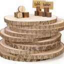 10 Pieces 8-9 Inch Wood Slices, Round Natural Wood Slices with Wood Table Number Holders and Cards, for Weddings, Table Centerpieces Decor, Parties, Christmas and Family Gatherings, and Other DIY Projects