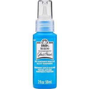FolkArt Murano Transparent Acrylic Glass Paint, Bright Blue, Perfect for Indoor and Outdoor Arts and Crafts Projects, 2 fl oz, 36531, 1 Count