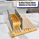 Wooden Bread Box with Stainless Steel Bread Slicer, 7Liters Bread Storage Container, Adjustable Bread Slicing Guide with Crumb Tray and 20pcs Liners, for Homemade, Loafs, Sandwiches, Bagels