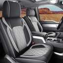 Seat Covers for 2015-2025 Ford F150 SuperCrew & 2017-2025 F250/F350/F450 Super Duty Crew Cab Pickup XL XLT Lariat King Ranch | Full Set Front and Rear(Black & Gray)