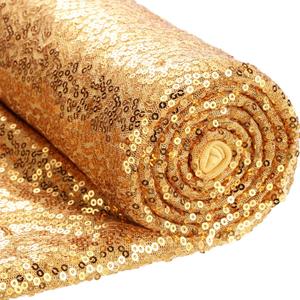 Shimeyao Sequin Fabric by The Yard, Glitter Fabric for Sewing Costumes and Dress Clothing Wedding Backdrop Tablecloth Table Runner Home Decor(24 Feet 8 Yard,Gold)