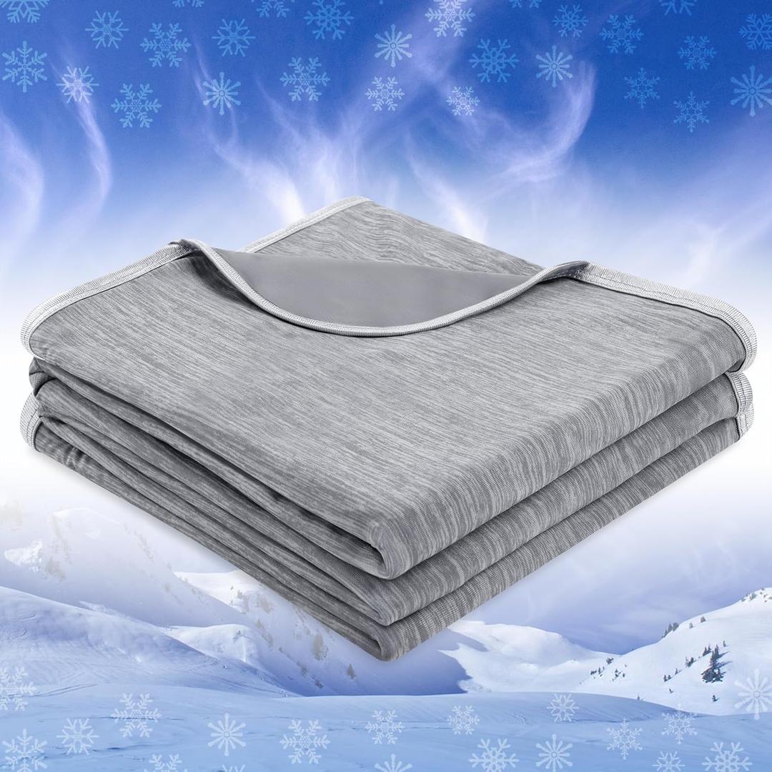 PAVILIA Cooling Blanket for Hot Sleepers, Lightweight Summer Blanket for Bed, Cooling Chill Throw Blanket for Night Sweats Absorb Heat for Adult Kid Baby on Warm Night, Light Grey, 50x60 inch