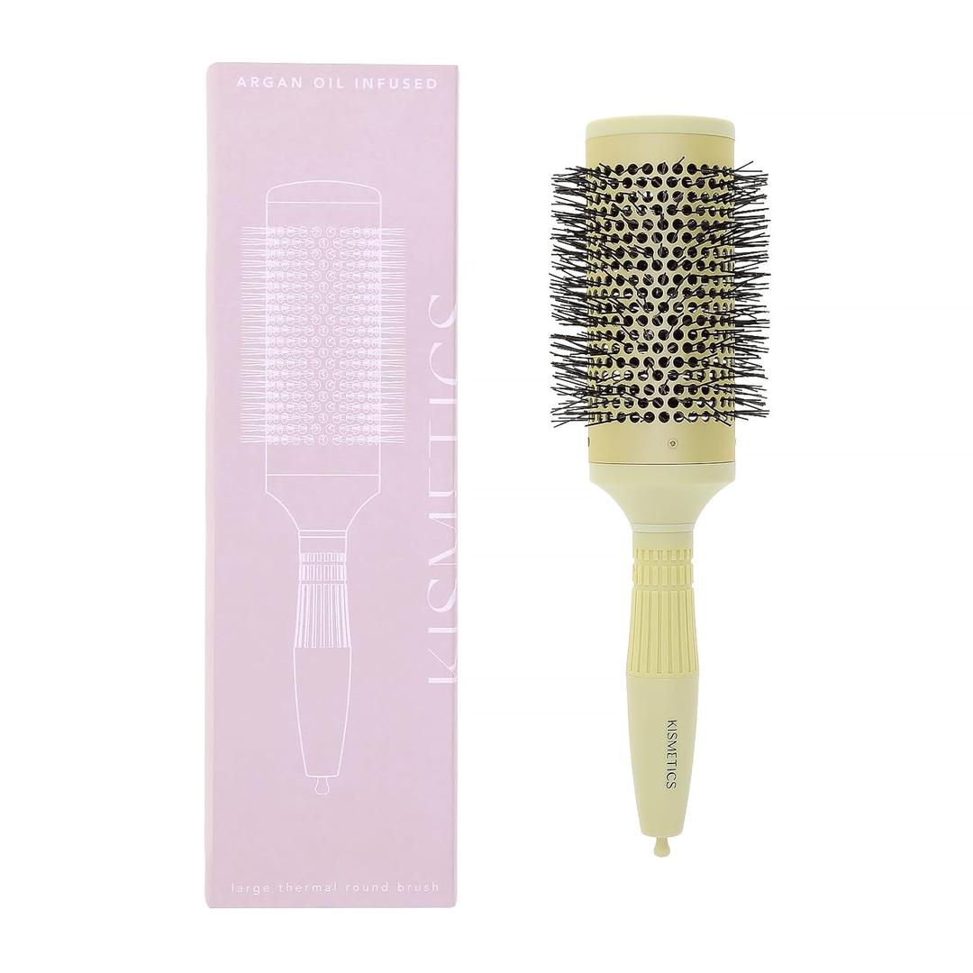 Fast Dry Round Brush with Ceramic Ion Thermal Barrel and Nylon Bristles,Argan oil Round Hair Brush for Blow Drying,Styling,Curling,Straightening, Perfect Styling .for All Hair Types-53mm