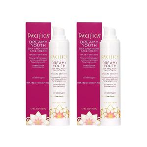 Pacifica Beauty Dreamy Youth Day and Night Face Cream - 1.7 Fl Oz (Pack of 2)- Moisturizer - For Dry and Aging Skin - Peptides, Grapeseed Oil, Floral Stem Cells - Sulfate + Paraben Free - Vegan and Cruelty Free Pacifica Beauty Dreamy Youth Day and Night Face Cream - 1.7 Fl Oz (Pack of 2)- Moisturizer - For Dry and Aging Skin - Peptides, Grapeseed Oil, Floral Stem Cells - Sulfate + Paraben Free - Vegan and Cruelty Free