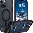 Temdan Magnetic Compatible with iPhone 15 Case, [Built-in Invisible Kickstand][Compatible with MagSafe] [Military Grade Shockproof] Slim Translucent Matte Phone Case for iPhone 15 6.1" (Black)