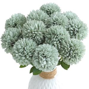 Floroom 12pcs Sage Green Faux Silk Mums Artificial Flowers Bulk Fake Chrysanthemums with Stems for DIY Wedding Table Centerpieces Floral Arrangements Vase Fillers Home Decorations