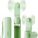 GAIATOP Portable Handheld Fan, 3 IN 1 Mini Foldable Travel Fans [17H Max Cooling Time] with Power Bank, Pocket Design USB Rechargeable for Travel Concert Lash Makeup, Summer Gifts for Women Girl Green