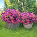 Artificial Flowers Fake Plants for Outdoors Decoration, 12 Bundles Silk Morning Glory with Eucalyptus Realistic UV Resistant Faux Flowers for Outside Planter Porch Yard Patio Garden Home Indoor, Mix