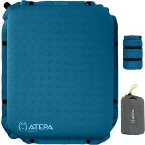 ATEPA Inflatable Seat Cushion, Self-Inflating Portable Stadium Airplane Travel Foam Cushion Pad for Camping, Sports Events, Outdoor (XL 1 Pack Blue)