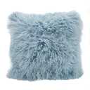 SARO LIFESTYLE 100% Wool Mongolian Lamb Fur Throw Pillow with Poly Filling, 20", Ice Blue
