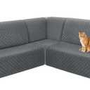 HDCAXKJ Waterproof Corner Sectional Couch Cover Velvet L Shape Sofa Covers for Pets Dogs Soft Heavy Duty U Shaped Sofa Slipcovers Sets for Sectional Non Slip Furniture Protector (Dark Gray, XX-Large)