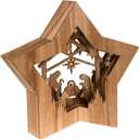 Clever Creations Wooden Star Shaped Nativity Scene Christmas Ornament, Festive LED Holiday Décor for Shelves and Tables, Brown
