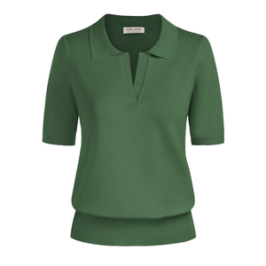 Kate Kasin Women Short Sleeve Polo Sweater V Neck Knitted Tops Casual Ribbed Shirt Loose Pullover Sweater, Medium Kate Kasin Women Short Sleeve Polo Sweater V Neck Knitted Tops Casual Ribbed Shirt Loose Pullover Sweater, Medium