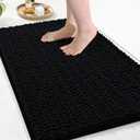Arotive Luxury Chenille Bathroom Rug Mat, Extra Soft Thick Absorbent Shaggy Bath Rugs, Non-Slip Machine Wash Dry, Plush Bath Mats for Bathroom, Shower and Tub, 30x20, Black