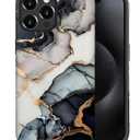 Case Compatible with iPhone 16 Pro Max,Black Gold Marble Hybrid 2-Layer Hard Shell+Silicone Double Protective Scratch-Resistant Shockproof Case for iPhone 16 Pro Max