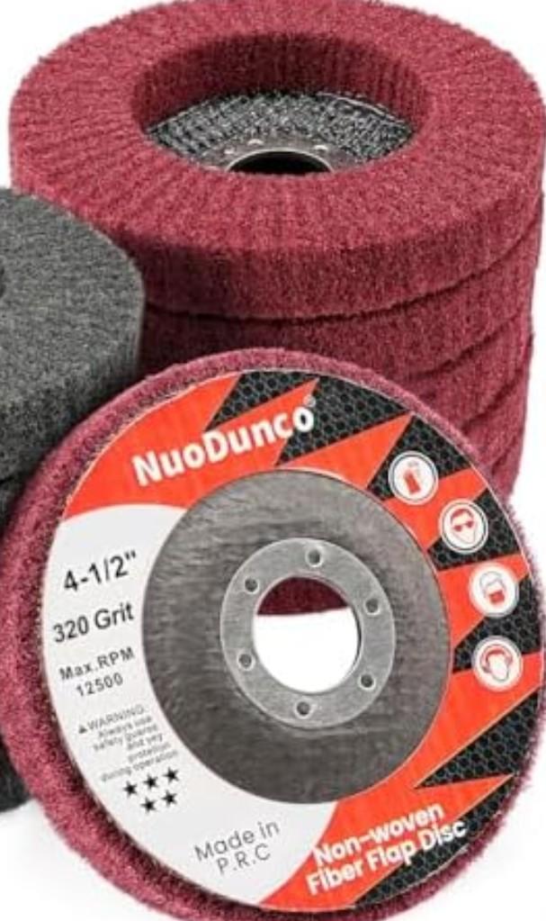 NuoDunco 5 Pcs 320 Grit Scour Flap Disc 4 1/2 Inch Angle Grinder Attachment for Metal & Wood Scouring Pad Polishing Sanding Disc Paint Rust Remover Wheel