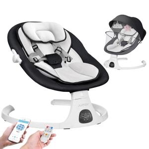 Electric Baby Swings for Infants to Toddler Baby Swing with 5-Speed 3-Seat Positions 5-Point Carabiner,with Bluetooth Music 10-Preset Melodies