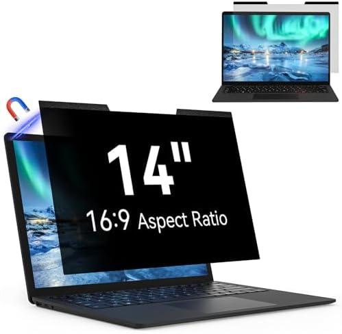 Mao Yeye Magnetic Laptop Privacy Screen 14 Inch 16:9 Aspect Ratio Anti-Glare Blue Light Monitor Protector,Removable 14in Film for Lenovo HP Dell Acer Asus Thinkpad Envy Xps