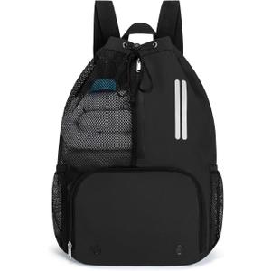 Swim Bag Mesh Drawstring Backpack with Shoe Compartment & Wet Pocket Waterproof Beach Backpack Pool Bag for Swimming, Gym, Travel and Workout Gear (Black)