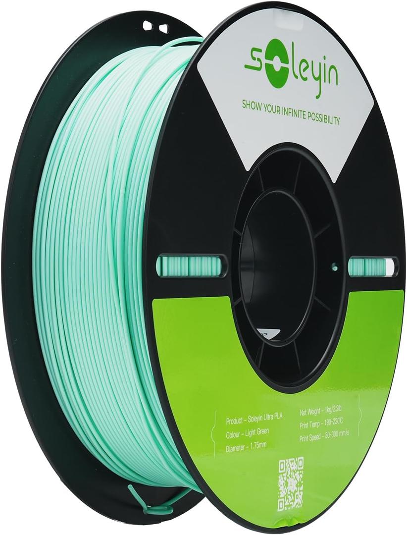 Cregrant3D Soleyin Filament 1.75mm Ultra PLA Filament for 3D Printing High Speed 300mm/s Accuracy +/- 0.02mm, 1kg Spool (2.2lbs), Fit Most FDM 3D Printer, Soleyin by Creality Filament, Light Green