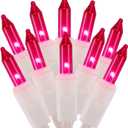 WATERGLIDE 2 Pack Valentine's String Lights, 100 Count 20 FT White Wire Mini Incandescent Christmas Fairy Light, UL Certified for Patio Garland Garden Easter Holiday Outdoor Indoor Decor, Pink