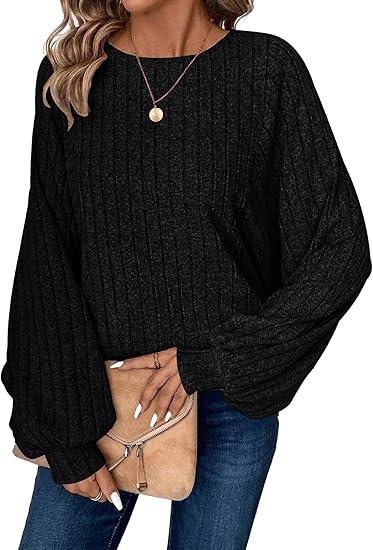 Long Sleeve Shirts for Women Fall Fashion 2025 Tunic Tops Dressy Casual Blouses Loose Knit Pullover Sweaters, Size S