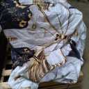 AILONEN Black and White Butterfly Comforter Set Queen Size,Gold Flower Butterfly Bedding Set for Kids Girls Women