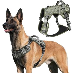 Tactical Dog Harness Camo No-Pull K9 Molle Dog Vest with Hook and Loop Panels Adjustable Military Pet Harness with Front Clip for Small Dogs Training Walking, S