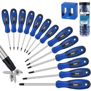 Sinoer 14-Piece Magnetic Torx Screwdrivers SetChromium Vanadium SteelT4 - T40Magnetic Torx Driver Star Screwdrivers Set Professional Grade Repair Tools