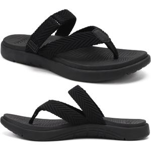 COFACE Womens Trendy Orthotic Flip Flops Lightweight Yoga Mat Thick Cushion Walking Thong Sandals Adjustable Slip On Slippers With Comfortable Plantar Fasciitis Arch Support, US 7