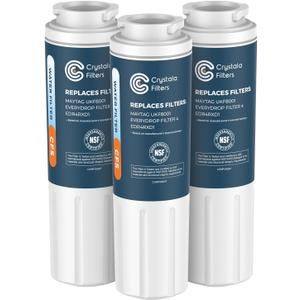 Crystala Filters UKF8001 Compatible with Everydrop Filter 4, EDR4RXD1, Whirlpool Refrigerator Water Filter 4, 4396395, Maytag UKF8001, WHR4RXD1, KAD4RXD1, 46-9006, Puriclean II, PH21500, Pack of 3