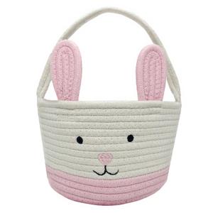 Easter Basket, Easter Bunny Baskets with Handle, Baby Gift Baskets, Egg Buckets Gifts Tote Bags Egg Hunt Basket for Kids, Boys, Girls, Toddler, Babies, Infant (Pink)