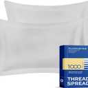 THREAD SPREAD 100% Egyptian Cotton King Pillow Shams with Envelope Closure - 1000 Thread Count Sateen Weave Pillow Sham King Size Set of 2, Silky Soft, Breathable, Cooling Pillow Sham (Silver Grey)