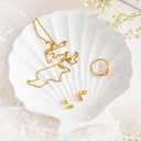 Ring Dish Shell Shape Metal Jewelry Dish Tray, Decorative Trinket Holder with Velvet Bottom, Earrings Necklaces Bracelet Watch Keys Holder for Vanity, Nightstand(Matte White)