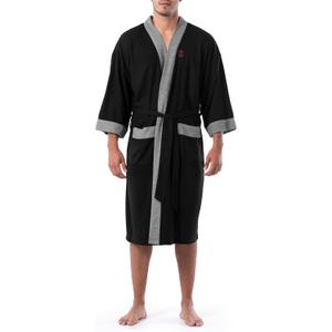 IZOD Men's Waffle Knit Kimono Robe, Black, One Size